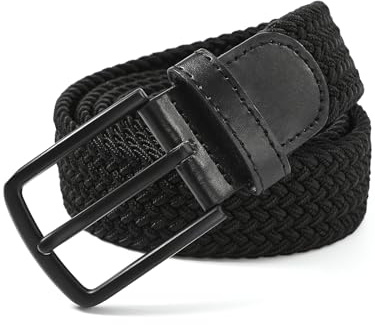 Ymmchy Elastischer Gürtel Herren Stoffgürtel Geflochtener Stretchgürtel Dehnbarer Gürtel Flechtgürtel Männer Breite 3.5cm Schwarz XL