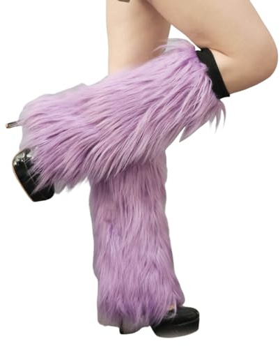 Fell Stulpen Damen Farbe Flauschige Beinwärmer für Damen Winter Kunstfell Beinstulpen Stiefelüberzüge Accessoire Set Cosplay Festliche Karneval Kostüm