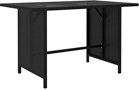 CIADAZ Garten-Esstisch, Couchtisch, Konsolentisch, Gartentisch, Balkontisch, Balkonmöbel Kleiner Balkon, Balkon Tisch, Beistelltisch, Schwarz 110x70x65 cm Poly Rattan