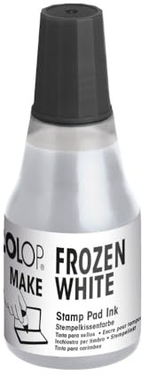 COLOP Ricarica di inchiostro per tamponi MAKE | Bianco | 25 ml di inchiostro a base d'acqua con pratico ugello di diffusione | Frozen White