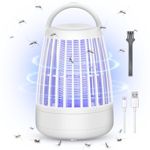 Mückenvernichter Lampe, Elektrische Insektenvernichter mit Nachtlicht 2 in 1, Leistungsstarke Schädlingsbekämpfung Fallen für Innen und Außen