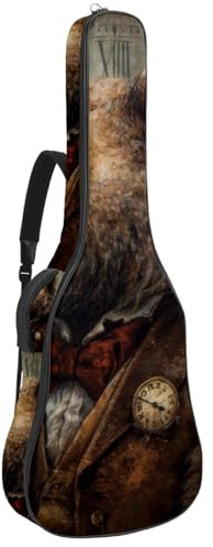 Akustikgitarrentasche Groß Schöne Gitarrentasche für 40/41/42 Zoll Wasserdichte Gitarre Gigbag mit Schutzschicht Vintage Bär Muster, Mehrfarbig Nr. 04, 42.9x16.9x4.7 in, Gitarrentasche