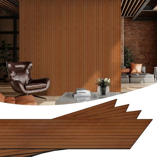 WADILE Panneaux Muraux PVC Imitation Bois – Panneaux 3D Auto-adhésifs pour Isolation Phonique, Revêtement Mural Décoratif pour Intérieur, Salon, Cuisine – Surface Couvrante env. 2,08 m²