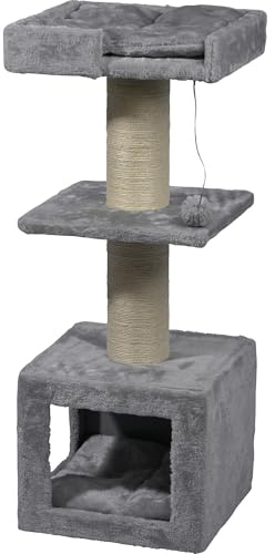 dobar® Premium Katzen-Kratzbaum Easy aus Holz mit extra großen und stabilen Kratz-Stämmen in ausgfeallenem Design - Geeignet auch für große Katzen - 35 x 60 x 100 cm