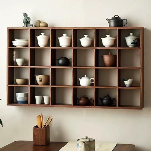 Genérico Caja de Madera rústica para Guardar Tazas de té, Estante Flotante para Colgar en la Pared, con 24 Ranuras, para decoración de Granja
