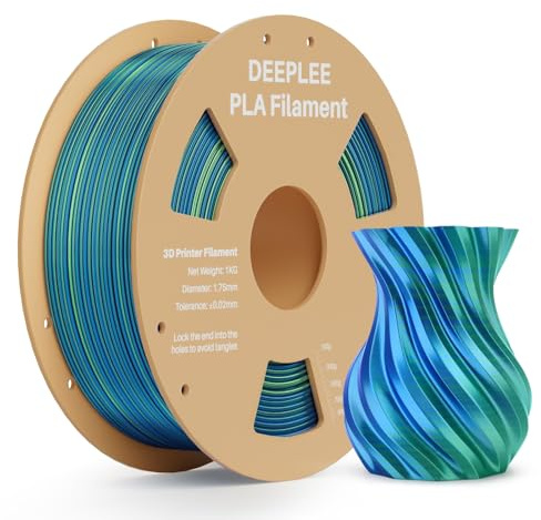 DEEPLEE Silk PLA Filament, Shiny Silk 3D Drucker Filament 1.75mm, Multicolor Filament PLA, Maßgenauigkeit +/- 0.02mm, 1kg(2.2lb) Spule, Dual Color, Blau-Grün 1KG