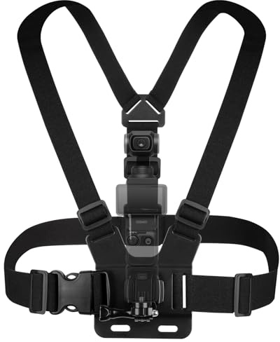 Geekria Justerbar bröstsele, kompatibel med DJI Osmo Pocket 3, Action 6, 5 Pro, Osmo 360, Insta360 AcePro 2, X5, X4 Air, Hero 13 och MAX 2 (svart)