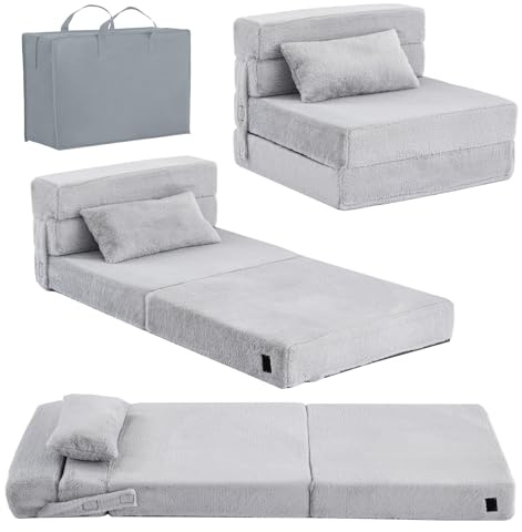 YOTATING Kids Sofa Bed, Toddler Floor Mattress Glow in The Dark, Baby Modular Blue Dinosaur Couch, Fold Up Children Sofa Convertible Futon Folding Mattress Chair Bed for Playroom, Grey