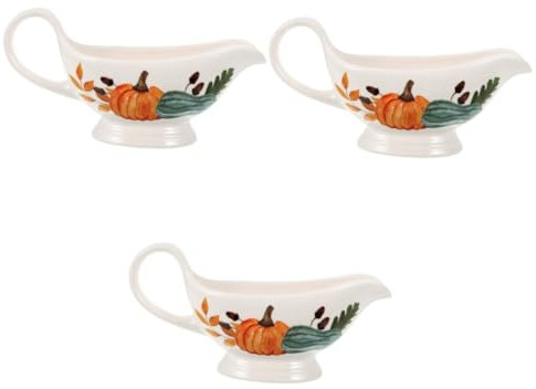 Amosfun 3 Piezas botes de salsa sartenes paellera cacerolero cacerolas sartén salsera antigua jarra de crema de leche cesta Horno vajilla bol salsera de leche botes de condimentos cerámica