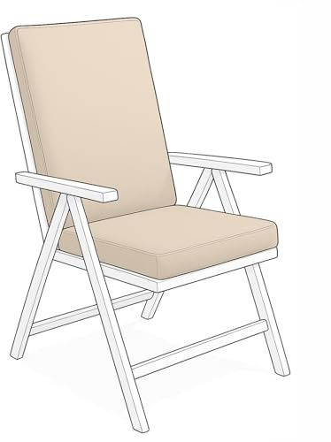 Crescent Textile Waterproof High Back Chair Cushion 96x41x5cm for Garden, Patio Chairs. Loungers, Recliner, Relaxer Durable & Comfy Seat Pads for Indoor/Outdoor Use, Foldable Seating Cushions (Sand)