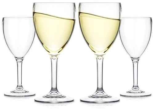 Bestway Set of 4 Unbreakable Wine Glasses, 312ml Reusable Plastic Glasses for Camping, Picnics, Festivals, BBQs & Outdoors, BPA-Free, Dishwasher Safe, Polycarbonate Drinkware