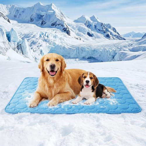 Toerjii Kühlmatte für Den Sommer,Kühlmatte Hund, Hundekühlmatte für Hund & Katze Selbstkühlende Matte für Haustiere Summer Pet Ice Pad Abrieb- und Bissfest Natürliche Kühlung (Blau, S)