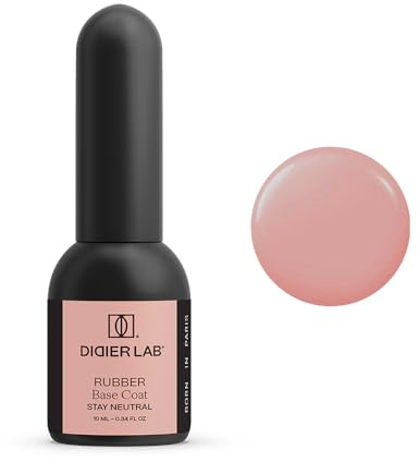DIDIER LAB Premium Rubber Base Gel - HEMA & TPO Free - Stay Neutral - Extra Strong Nail Strengthener Repair for Damaged Nails - Long Lasting UV/LED Base Coat - Self-Leveling Formula - 10ml