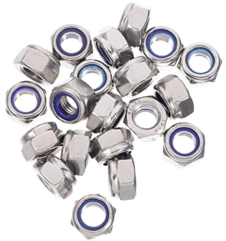 Ciieeo 20pezzi Dado di Bloccaggio Metrico in Acciaio Inox con Inserto in Nylon per Usi Professionali e Fai da Te senza Bisogno di Rondelle di Sicurezza