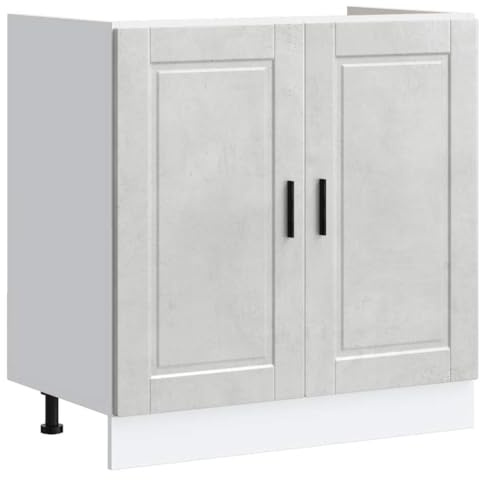 Tomostar Meuble Cuisine sous-évier, Meuble Bas pour évier Armoire de Cuisine Porto Gris béton Bois ingénierie 80 x 46 x 81,5 cm