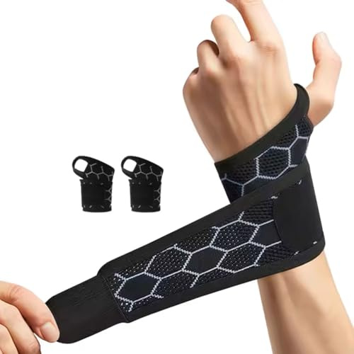 Muñequera de Mano y Muñeca Derecha e Izquierda para Hombre y Mujer – Soporte Gym y Entrenamiento con Pesas, Alivio Dolor Túnel Carpiano y Tendinitis, Diseño Nido de Abeja, Talla Única