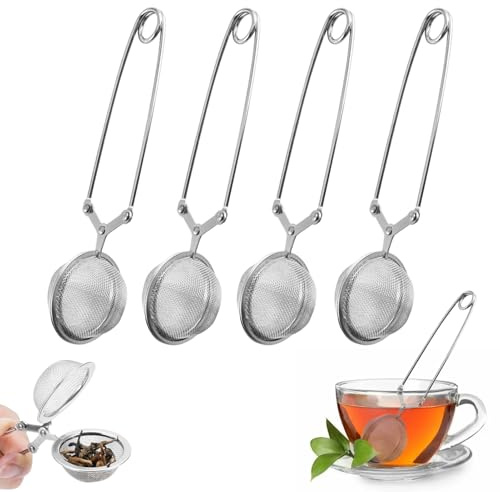 4 Stück Teezange,Teezangen aus rostfreiem Edelstahl,Teeei in Kugelform aus rostfreiem Edelstahl 304,Teezangefür Losen Tee Sieb,EdelstahlTeezange Für Losen Tee Groß,Geeignet Für Tee, Gewürze
