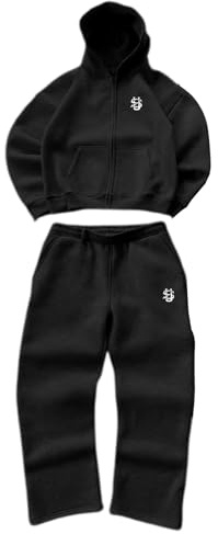 Generisch Trainingsanzug Herren Set Jogginganzug Y2K Einfarbig Casual Hoodie Freizeitanzug Reißverschluss Tracksuit Sportanzug mit Kapuze und Taschen Streetwear Sportbekleidung Hausanzug