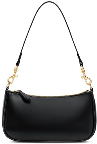 KKXIU Small Purse for Women, Cute Mini Shoulder Bag Vegan Leather | 2 Removable Straps, Retro Underarm Bags,Zipper Closure Crossbody Bag, Handbag for Women, Black