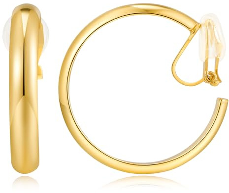 TOVABA Ohrclips Gold Damen - Elegante Goldene Ohrclips, Schlichte Statement Ohrringe, Ideal für Jeden Anlass