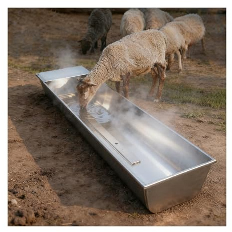 XILYZMO Heizung Vieh Wassertrog, Edelstahl Ziegen Zaun Futterständer, Im Freien Automatisch Hochleistungsstahl Futtertrog Für Pferd Haustier(A-30x100cm)