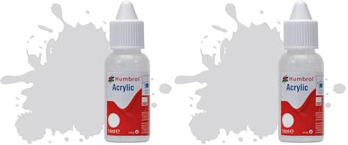 Humbrol Acrylic Dropper Bottle, Light Grey, 14 ml (Pack of 2)