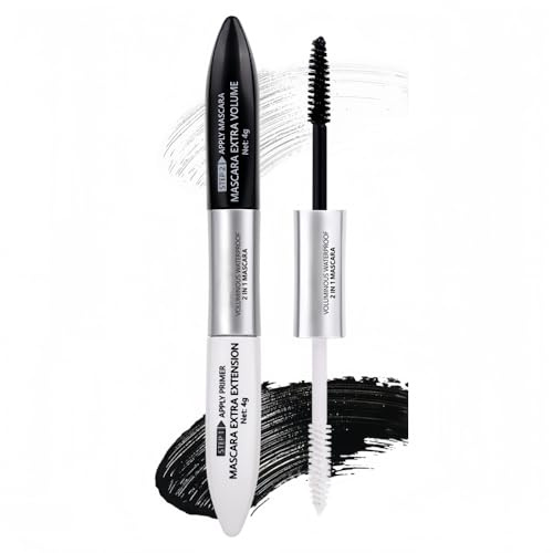 Mascara waterproof noir et blanc, 1 mascara avec 2 couleurs, Longue tenue, Anti-tâches, Volume et longueur