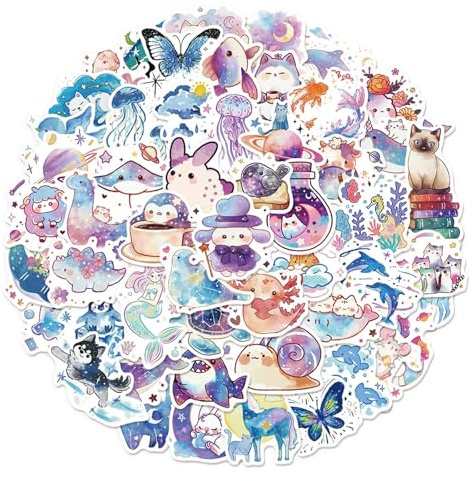 Aribliseza Cute Animal Stickers, Set of 100, Kawaii Rainbow Animal Sticker Set for Kids, Waterproof Vinyl Stickers, Cartoon Animals for Water Bottles, Laptops, Luggage and more