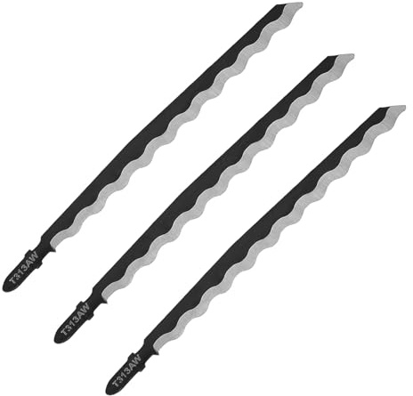 3PCS T313AW High Carbon Steel Curved Jigsaw Blades – 152mm Extended Curve, Carpet, Leather, Polypropylene and Other Soft Materials