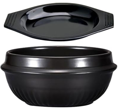 ADOCARN Casseruola in Ceramica Antiaderente per Stufato Coreano e Riso Bibimbap, Pentola Leggera e Sicura Coperchio, Set 1 Pezzo, per Cucina Tradizionale