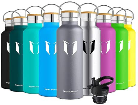 Super Sparrow Stainless Steel Water Bottle - 750ml - Vacuum Insulated Metal Water Bottle - Standard Mouth Flask - BPA Free - Straw Water Bottle for Gym, Travel, Sports