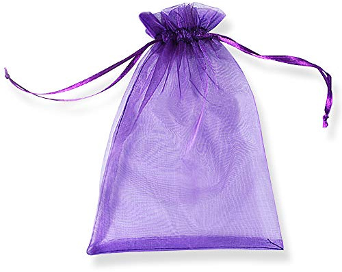 PLECUPE 100 Stück Organzasäckchen, Organzabeutel 20x30 cm, Tunnelzug Hochzeit Säckchen, Schmuckbeutel Säckchen Geschenkbeutel für Weihnachten Geschenke Schmuckaufbewahrung Verpacken - Lila#2