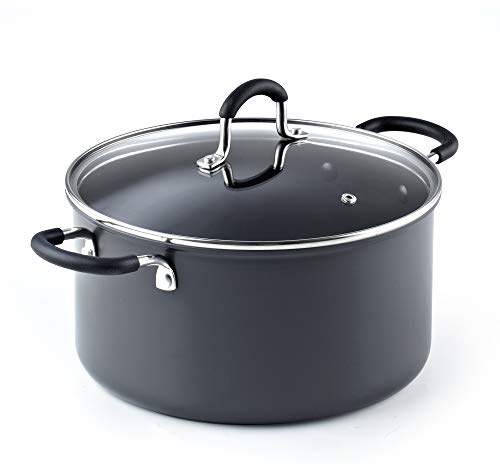 Cook N Home Casserole Dutch Oven Stockpot With Lid Professional Hard Anodized Nonstick 6-Quart , Oven Safe - with Stay-Cool Handles, black