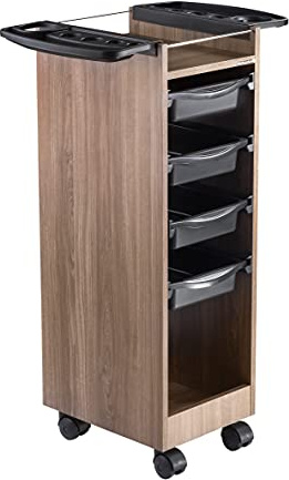 DOMPEL Carro de Mantenimiento, Almacenamiento Profesional Roma con Ruedas y 4 Cajones - Peluquería/Barbería/Perfumería/Cosméticos/Salón/Tatuaje - Made IN Brasil (Marron/Madera)