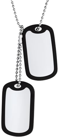 Richsteel Militärischer Anhänger, Hundemarke, Identitätskette, 50-60 cm lang, Edelstahlmedaille, inklusive Schmuckschatulle, Edelstahl, Metall und Silikon, Ohne Stein