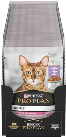 Purina Pro Plan Delicate Digestion Cibo Umido per Gatti Adulti Pezzettini in Salsa Tacchino, 26 Bustine da 85g