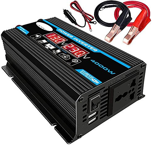 Convertisseur Pur Sinus 4000W 12V 220V / 110V AC de Voiture de Voiture Convertisseur Convertisseur de Chargeur Adaptateur d'inverseur Dual USB Transformateur modifié (Color Name : Black 12v 110v)