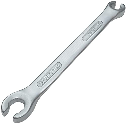 AERZETIX - C51131 - Clé plate ouverte pour tuyau de frein 8x10mm - clé à tuyauter - en acier CR-V - DIN 3118 - couleur argent