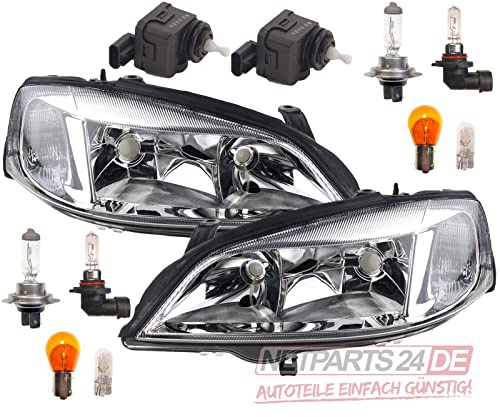 Johns, Scheinwerfer passend für Opel Astra G mit Stellmotor + Leuchtmi. L R