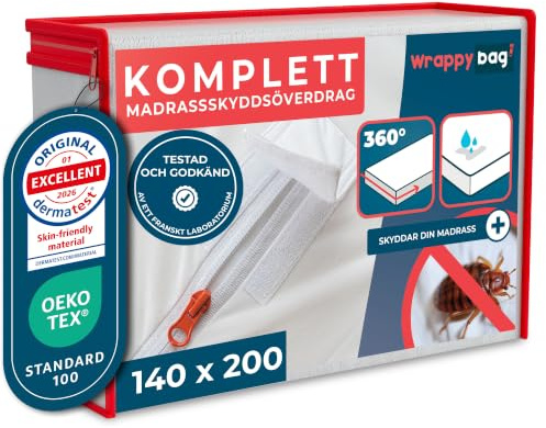 Wrappybag Matratzenschoner Wasserdicht – Vollständiger Matratzenbezug gegen Bettwanzen & Milben - Matratzenschutz ohne chemische Behandlung – Weiche und komfortable Baumwolloberfläche – 140 x 200 cm