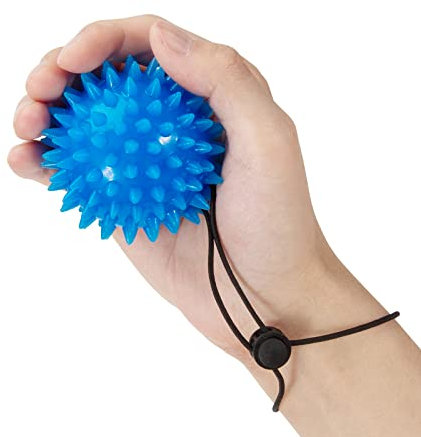 Handtrainer Igelball mit Elastisches Handschlaufe Massageball Fingertrainer für Krafttraining Handmassage Therapie Dunkelblau