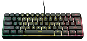 SureFire Kingpin X1 60% speltangentbord USA, engelsk spelmultimediatangentbord, litet och mobilt, RGB-tangentbord med belysning, 25 anti-ghosting-knappar, amerikansk layout QWERTY