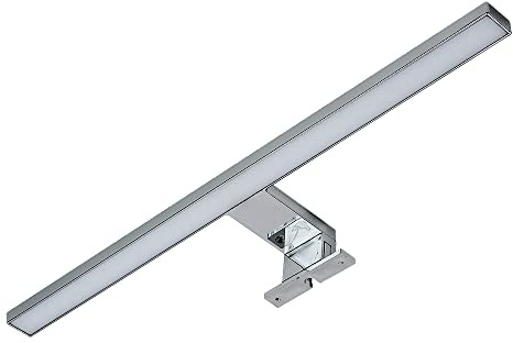 Kwazar Luminaire - Wandleuchte Innen, LED Spiegelleuchte Bad, Feuchtraumleuchte LED, Badezimmer Lampe 10W, Breite 50cm, Neutralweiß 4000 K, IP44, 230V - Geringer Energieverbrauch, ANITASilber