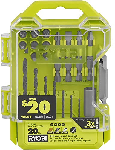 RYOBI Set di 20 punte per trapano e avvitatore a percussione