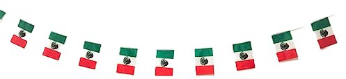 Mexikos flagga 40 enheter Mexiko flagga, krans Mexiko 11.4M, vimplar Mexiko, Mexiko nationella flagga 14 x 21 cm för trädgårdsbarer dekorationer (Mexiko)