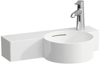 LAUFEN VAL Handwaschbecken, ohne Hahnloch, mit Überlauf, 550x315mm, Ablage links, H815284A001091, Farbe: Weiß