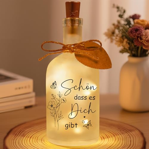 Linkax LED Flaschenlicht Weihnachtsgeschenke Geschenke für Frauen Freundin | Geburtstagsgeschenk mit Spruch-Schön, dass es Dich gibt, Dekolicht Dankeschön Geschenk Rituals Geschenkset