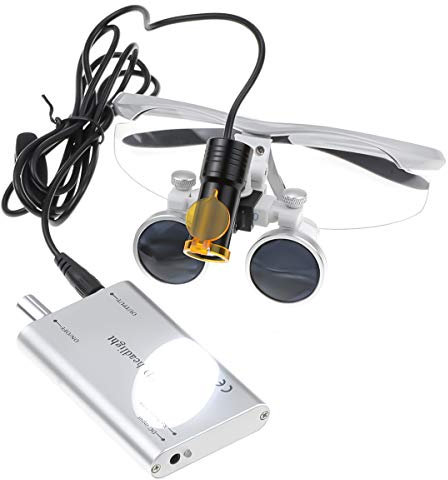 3.5X420mm Arbeitsabstand Binokularlupen Lupe +5W geführte Scheinwerfer Lampe Clip auf Art mit dem Filter (Siber)