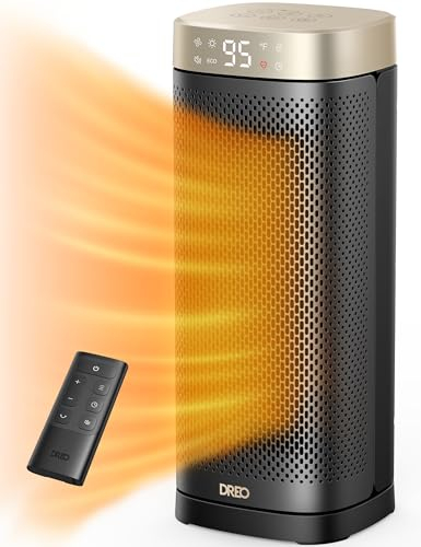 Dreo 16 Inch Electric Heater, Energy Efficient Space Heaters with Thermostat, 70° Oscillating Remote Control 3-Mode Tip-over & Overheat Protection, Silent Ceramic Fan Heater for Home