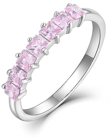 starchenie Damen Ewigkeitsringe 925 Sterling Silber Geburtsstein 5A Zirkonia Jahrestag Verlobungsring